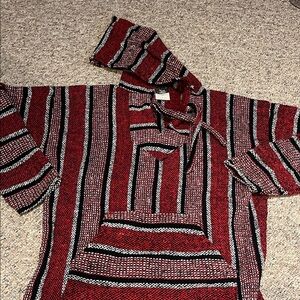 Red Black White Striped Baja Hoodie